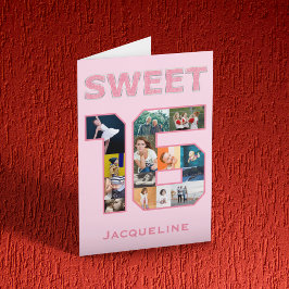 Dulce rosado 16 Tarjeta fotográfica de cumpleaños