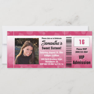 Dulce rosado caliente Dieciséis Invitaciones para 