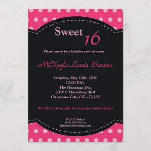 dulce rosado de 5x7 Polkadot invitación de 16