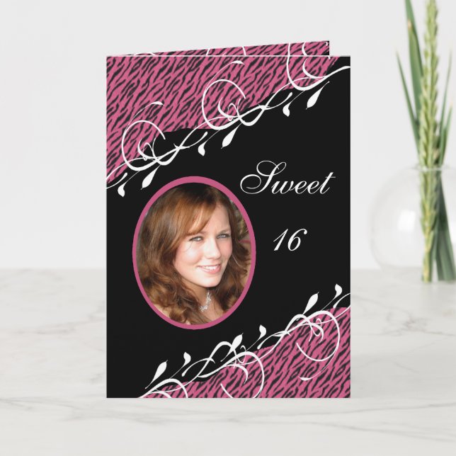 Dulce rosado y negro de la cebra tarjeta de la (Anverso)
