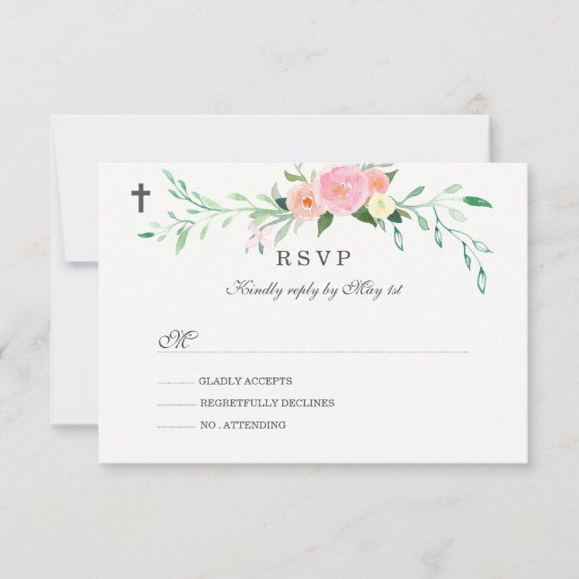 Dulce RSVP de Bautizo Floral (Anverso)