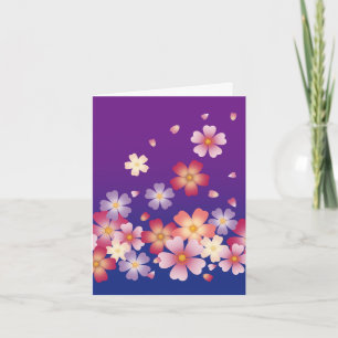 Dulce Sakura Flores Kimono Estilo Azul y Púrpura