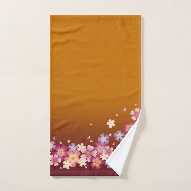 Dulce Sakura Flores Kimono estilo Borgoña y Oro (Toalla de mano)