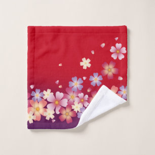 Dulce Sakura Flores Kimono Estilo Rojo y Púrpura