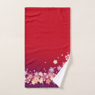Dulce Sakura Flores Kimono Estilo Rojo y Púrpura