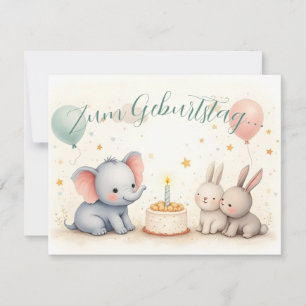 Dulce saludo de cumpleaños con amigos animales