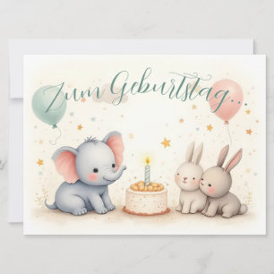 Dulce saludo de cumpleaños con amigos animales