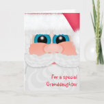 Dulce Santa de la nieta de las Felices Navidad<br><div class="desc">Una tarjeta linda para su nieta especial en el navidad.  Un cierre cara arriba encantador de Santa,  con sus ojos del centelleo y sonrisa dulce.  El arte y el verso originales son corcho del penique del ©.</div>