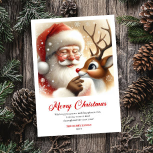Dulce Santa y Rudolph Ilustración Navidad