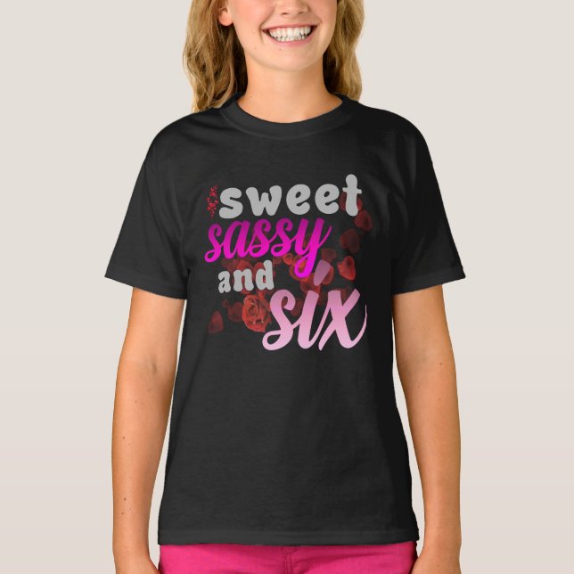 Dulce Sassy Seis – Camiseta Premium de Seis Años (Anverso)