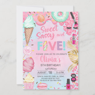 Dulce, Sassy y Five niña invitación de cumpleaños