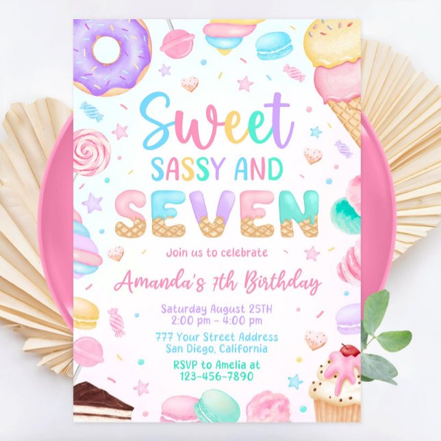 Dulce Sassy y Siete Invitación de Cumpleaños 7Bday (Subido por el creador)
