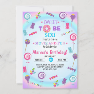 Dulce ser la invitación de cumpleaños de seis cand
