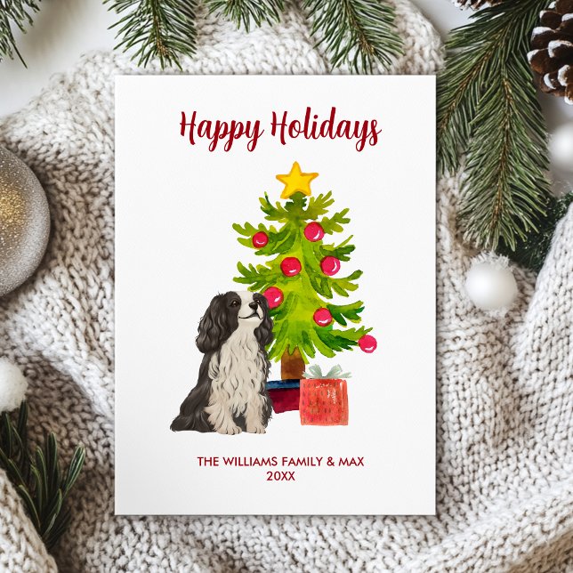 Dulce Spaniel Personalizado Tarjeta de Navidad par (Subido por el creador)