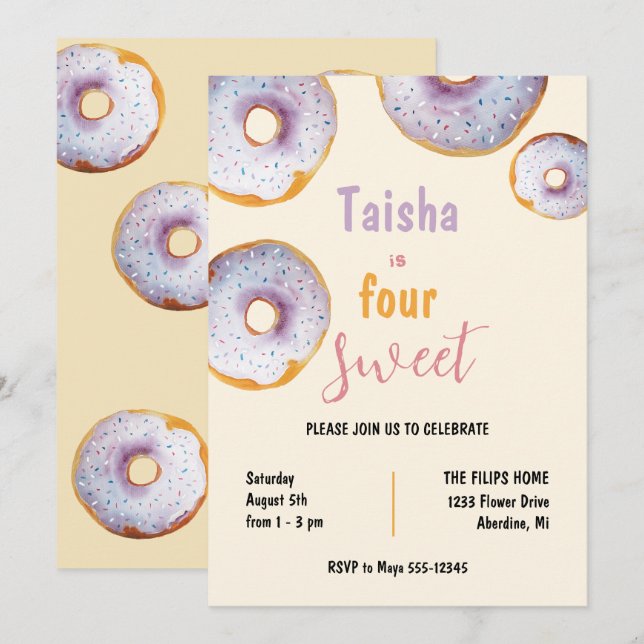 Dulce Sprinkle Donut Watercolor Ilustracion (Anverso / Reverso)