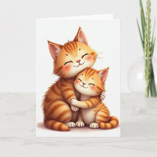 Dulce Tarjeta de Abrazo de Gato para el Día de la 