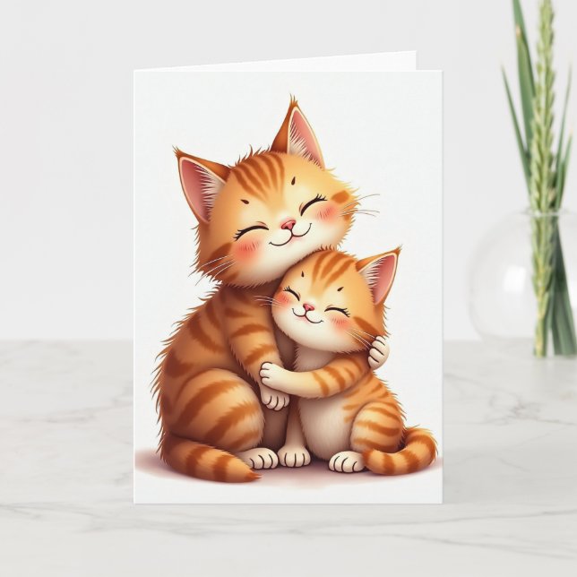 Dulce Tarjeta de Abrazo de Gato para el Día de la  (Anverso)