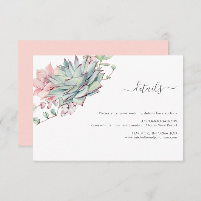 Dulce tarjeta de gabinete Boda suculenta (Anverso / Reverso)