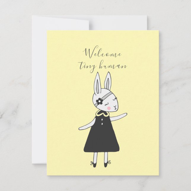 Dulce tarjeta de Recién nacido de bienvenida Bunny (Anverso)
