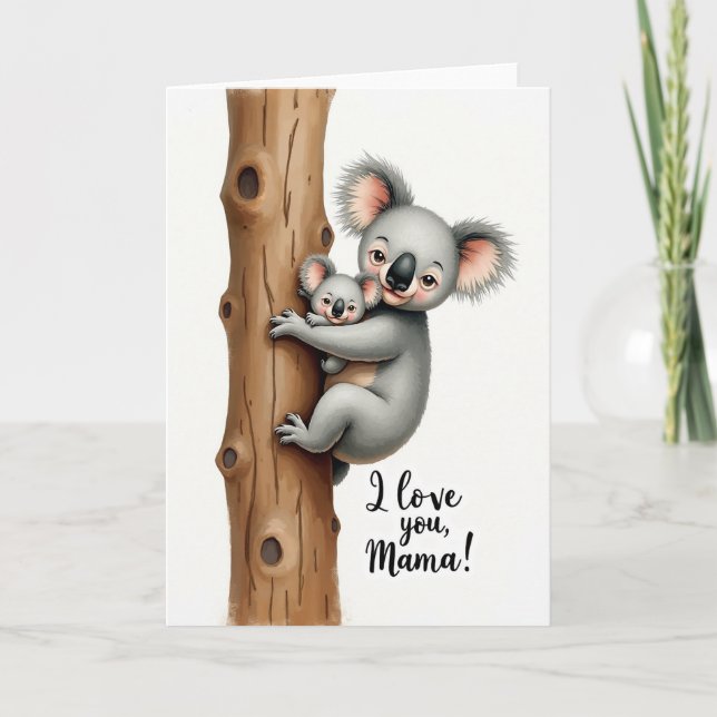 Dulce tarjeta del día de la madre koala (Anverso)