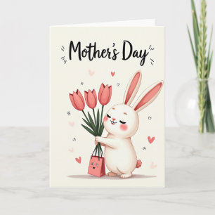 Dulce tarjeta del día de la madre liebre