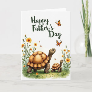 Dulce Tarjeta del Día del Padre Paseo de Tortugas