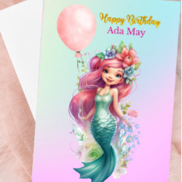 Dulce tarjeta personalizada de cumpleaños de siren