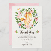 Dulce tarjeta Rubor Pink Floral Baby Horse