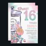 Dulce tema del canto 16 Invitación de cumpleaños<br><div class="desc">Candyland Candy Jar Gumball Sweet 16 Invitación Purpurina acuarela // COINCIDENCIA RSVP EN TIENDA //</div>