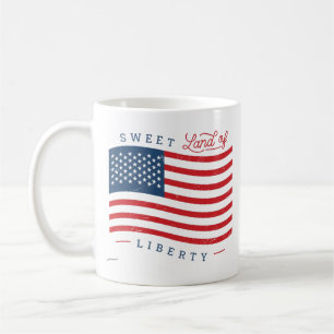 Dulce Tierra de Libertad Taza de Café Patriótica