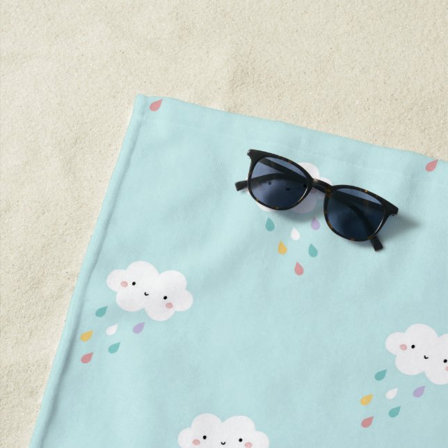 Dulce toalla de playa de Kawaii Cloud Pattern (In situ)