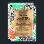 Dulce tropical invitaciones a los 16 cumpleaños<br><div class="desc">Los puntos negros de moda y el colorido patrón de impresión de plantas tropicales sobre Relieve metalizado de imitación de oro y los detalles de tu fiesta de cumpleaños en letras de moda es genial para CUALQUIER cumpleaños de LA EDAD. COORDINANDO artículos disponibles en nuestra tienda.</div>