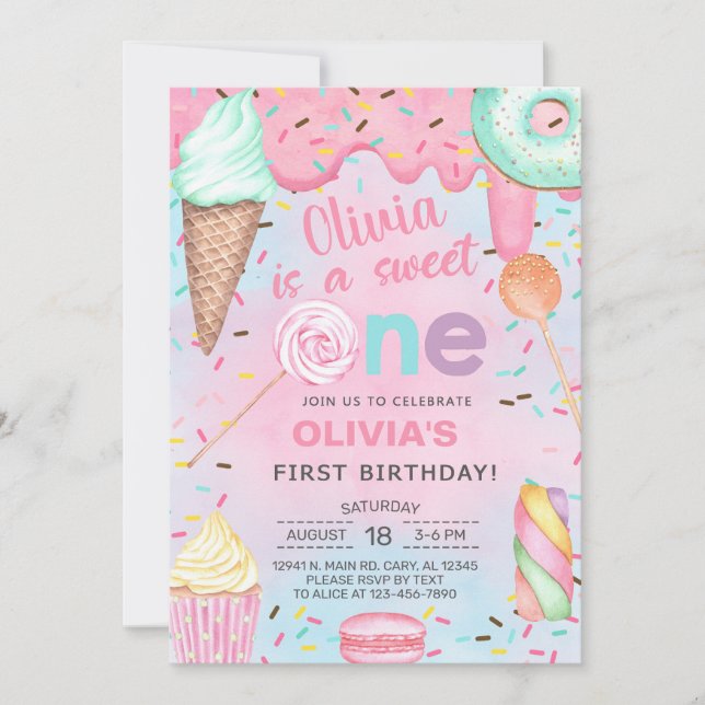 Dulce Un chica primero, primera invitación de cump (Anverso)