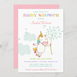 Dulce unicornio Invitación a Baby Shower Dandelion