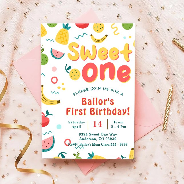 Dulce uno | Invitación a cumpleaños de Fiesta de f (Subido por el creador)