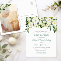 Dulce verde foto Baptismo Invitación postal