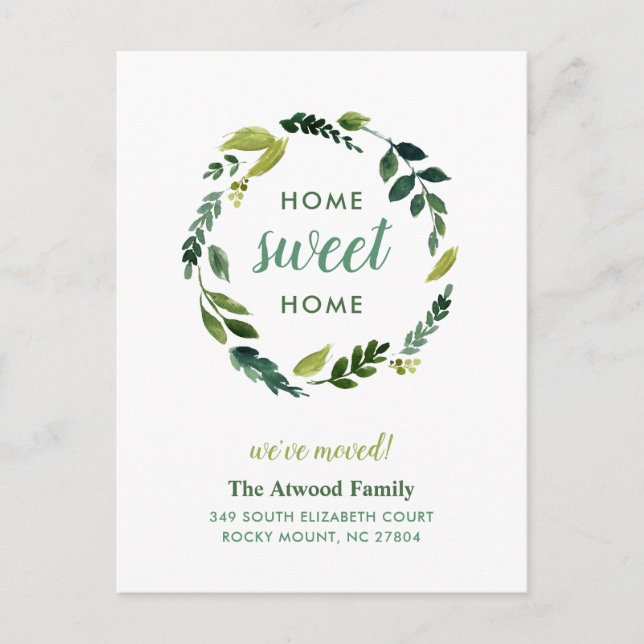 Dulce verde Nueva dirección Invitación de movimien (Anverso)
