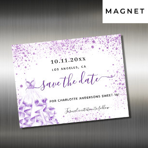 Dulce vestido 16 violeta salva el imán de fecha