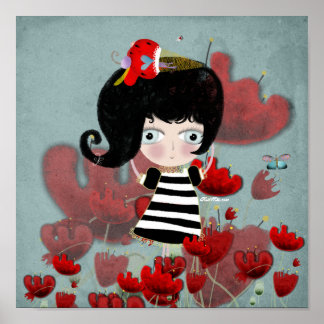 Dulce vintage muñeca de amor lona de amapola arte 