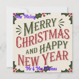 Dulce vintage Navidad y tarjeta de vacaciones de A