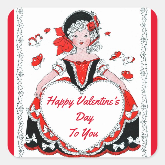 Dulce Vintage Valentine Lady Pegatina (Anverso)