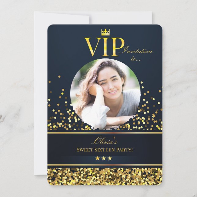 Dulce VIP Dieciséis Invitaciones Fotográficas (Anverso)