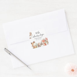 Dulce Woodland Animal Bebé ducha Pegatina cuadrado