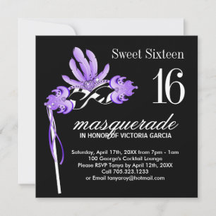 Dulce y dieciséis invitaciones a la fiesta de masc