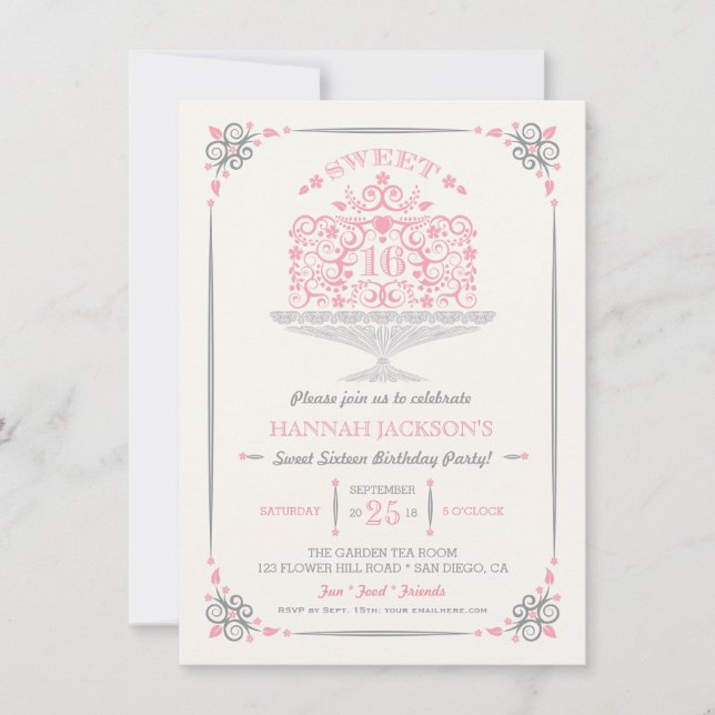 Dulce y dieciséis invitaciones a tomar el cumpleañ (Anverso)