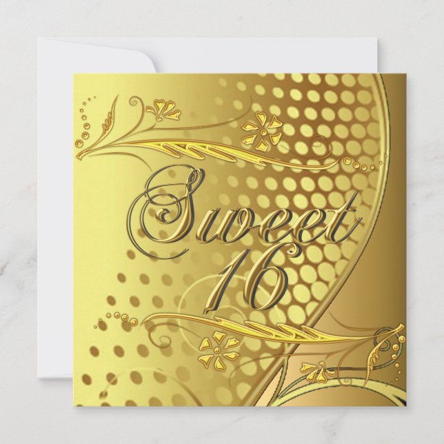 Dulces 16 Cumpleaños Invitación Dorada Elegante (Anverso)