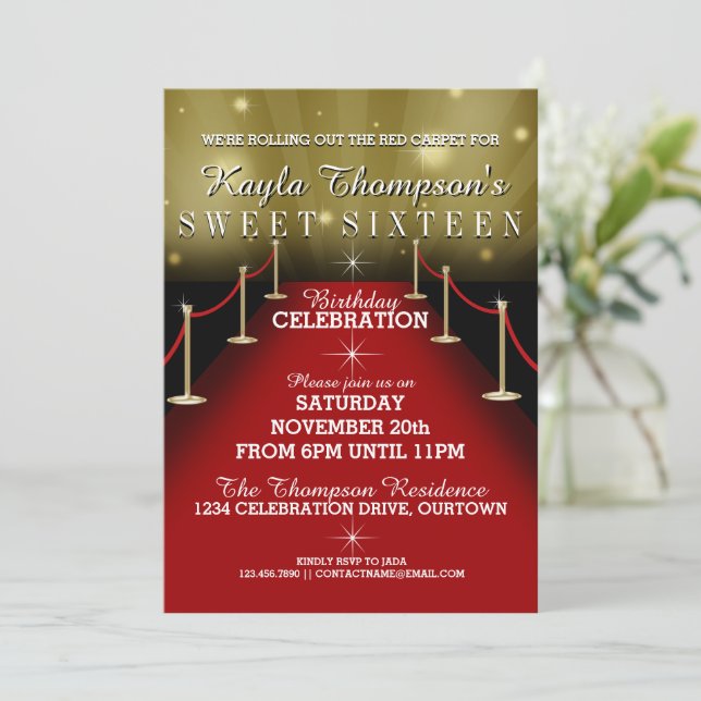 Dulces 16 Glamorosas invitaciones a la fiesta de l (Anverso de pie)