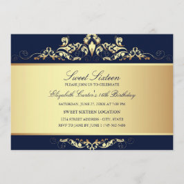 Dulces 16 | Invitación a Damasco Royal Blue & Gold
