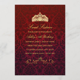 Dulces 16 | Invitación de Red Tiara y Damask