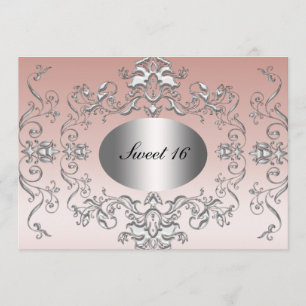 Dulces 16 Invitación Elegante Rosa Plata